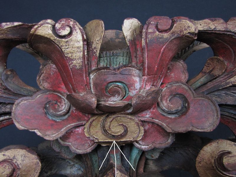 Carved Wooden Lotus Eaves Ornament