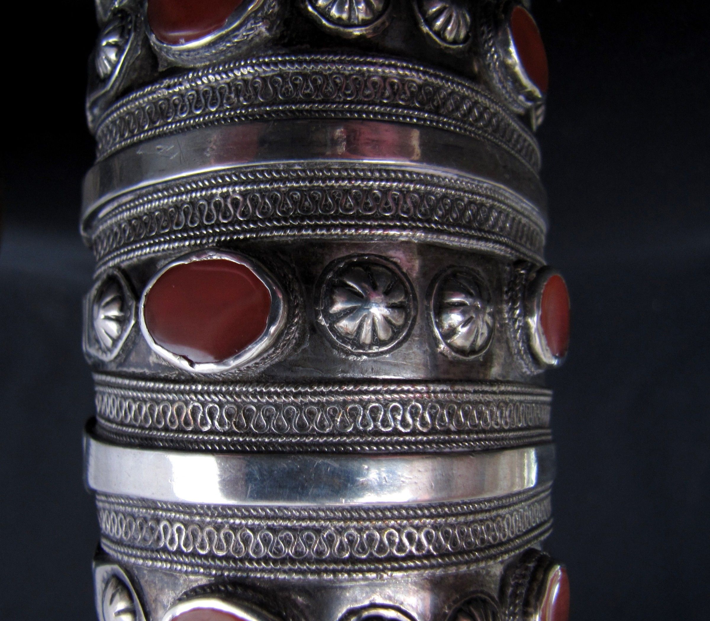 Turkmen Silver Cuffs with Carnelian
