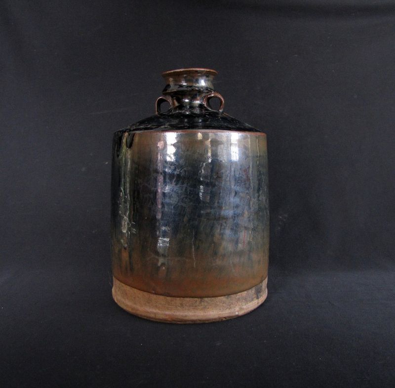 Ming Black Glazed Bottle