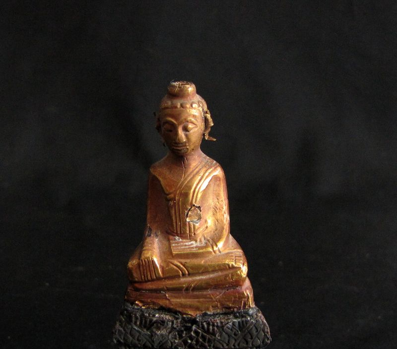 Lao Silver and Gold Repoussé Buddha- Free Shipping