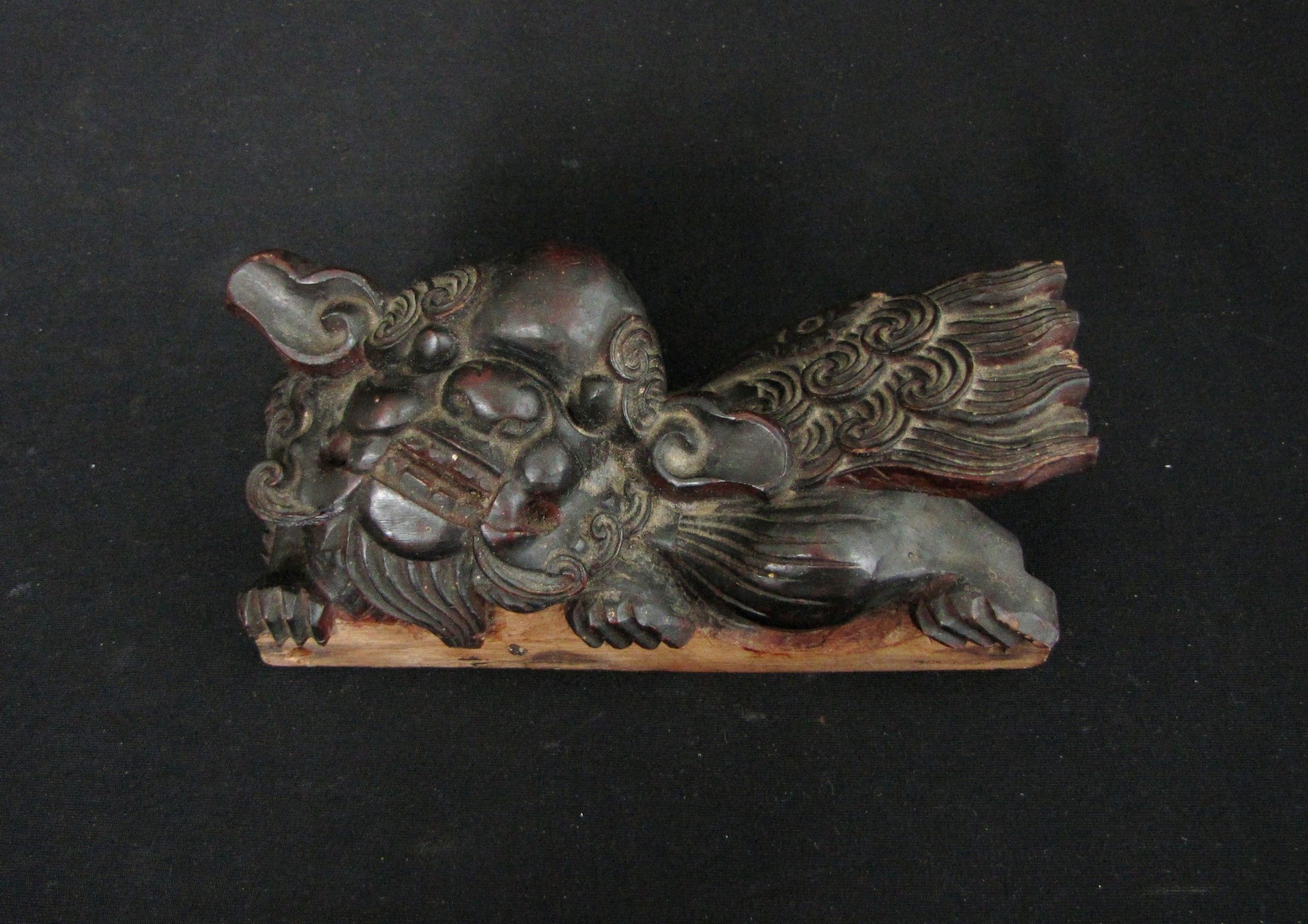 Qing Wood Foo Dog Carving #1: Free Shipping