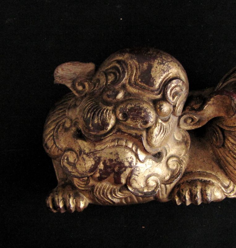 Qing Wood Foo Dog Carving #2: Free Shipping