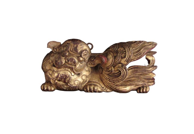 Qing Wood Foo Dog Carving #2: Free Shipping