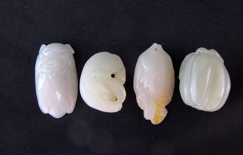 Four White Jade Toggles: free shipping