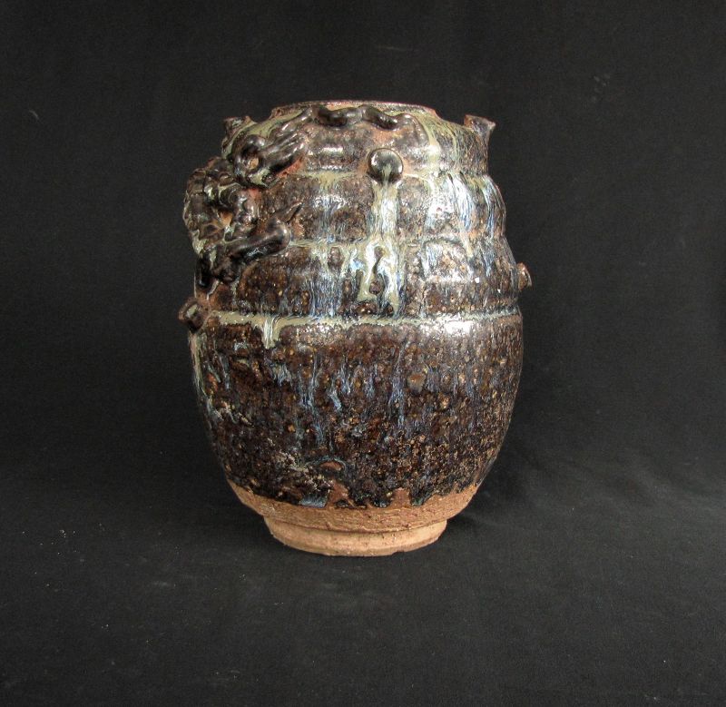 Brown Glazed Jar with Jun Splashes 鈞窯: Free Shipping