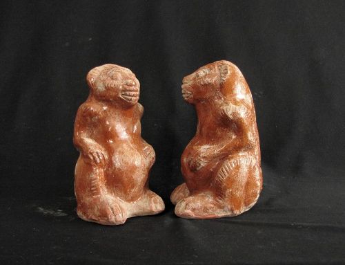 Han Dynasty Amber Glazed Pottery Bears: free shipping