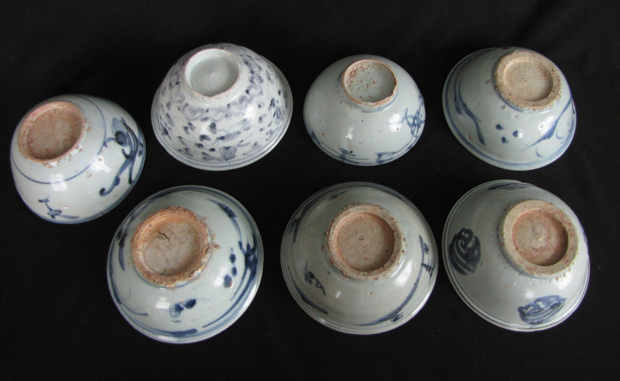 Ming Blue and White Porcelain Bowls 7 Pieces