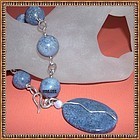 Signed Mimi Dee Sterling Silver Blue Coral Bracelet