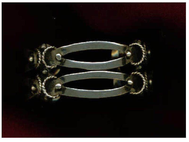 Vintage Mexican Sterling Bracelet Double Tier Cuff &quot;MS&quot;