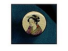 Signed Satsuma Button Japanese Lady