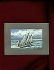 Vintage Painting by Charles E. White Sailboat on Board
