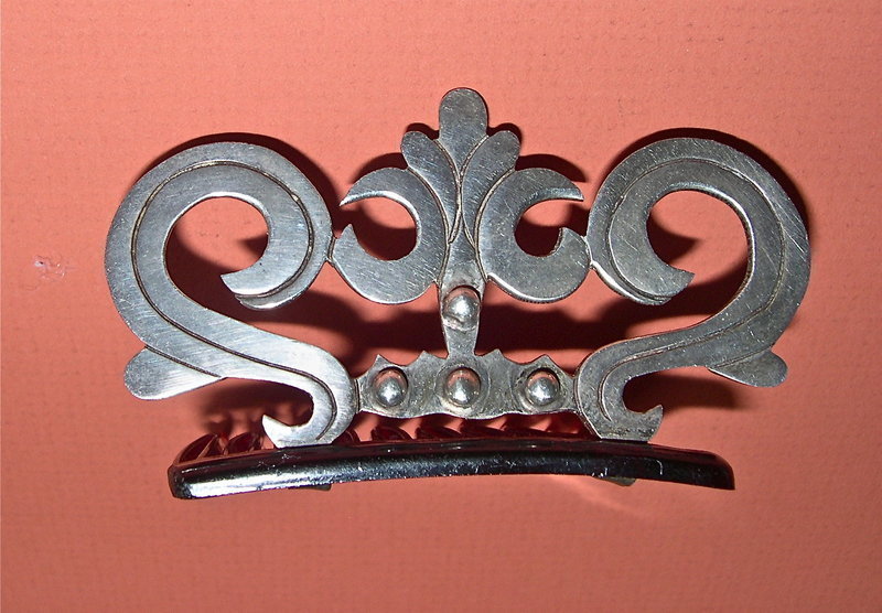 Vintage Pre Assay Silver Hecho en Mexico Metalwork Comb