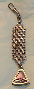 Vintage Art Deco Articulated Watch Chain Fob Plum Glass