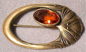 Vintage Unsigned George Steere Nouveau Brass Sash Pin