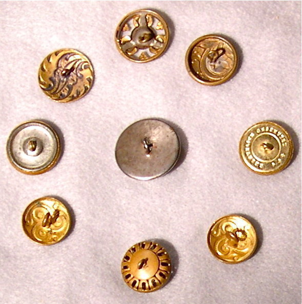 27 Victorian Metal Buttons Brass Steel Painted Pearl +