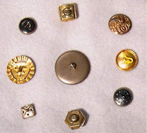 27 Victorian Metal Buttons Brass Steel Painted Pearl +