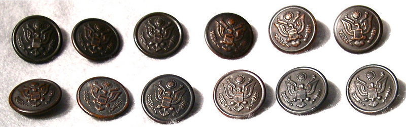 Vintage 12 WWI or WWII Lg. Military Uniform Eagle Buttons