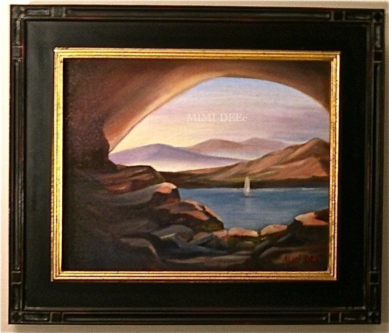 Signed Oil on Linen Painting Sailboat Serene Lake