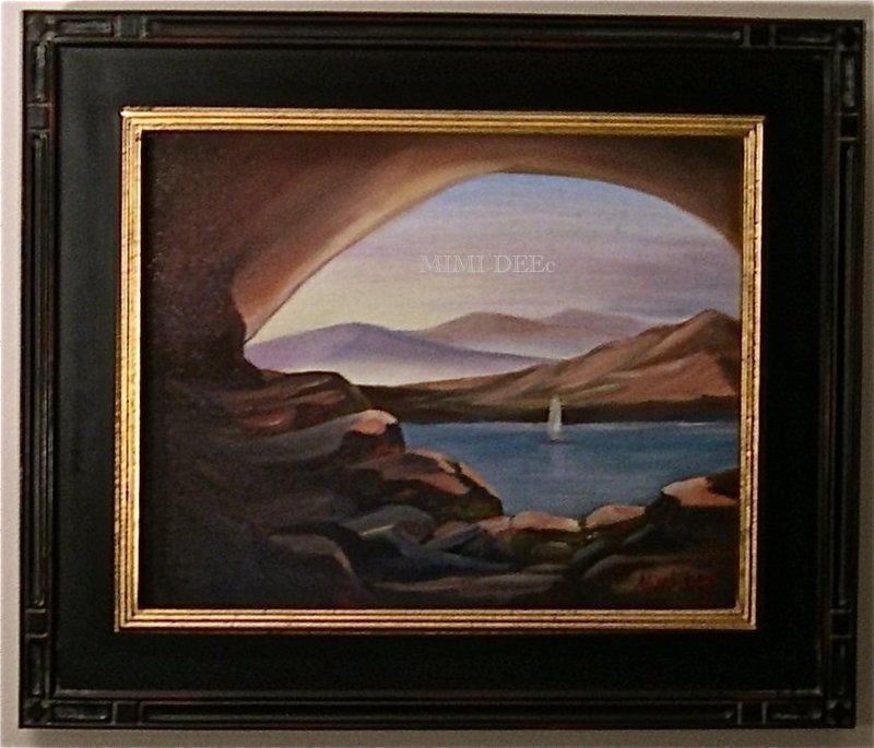 Signed Oil on Linen Painting Sailboat Serene Lake