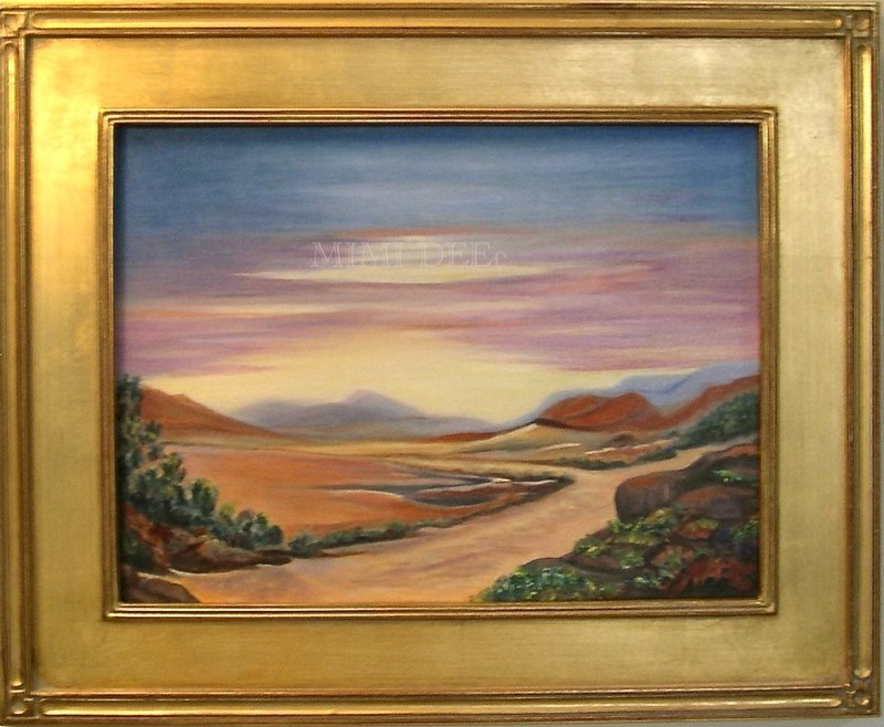 Signed American Oil O/C Landscape Painting Road