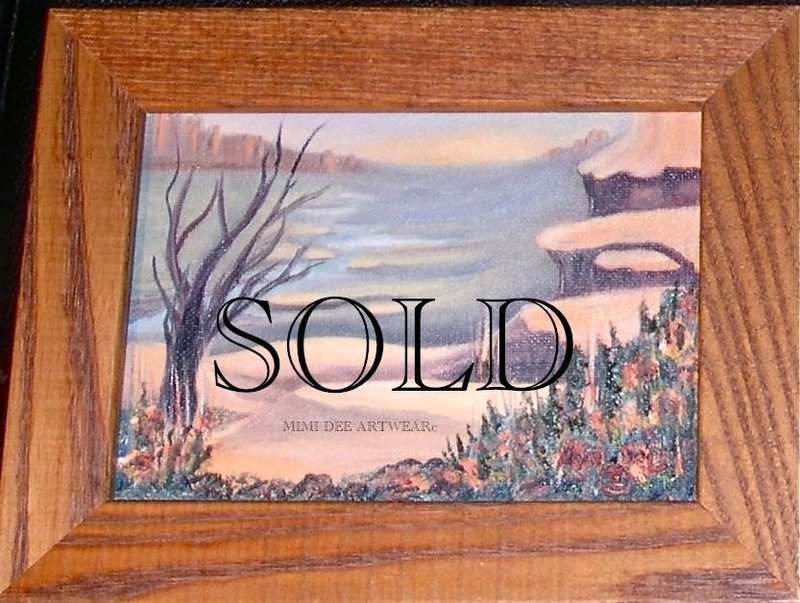 2 Left: Signed Mini Oil Landscape Painting Beach Boat or Birches