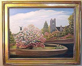 Signed Oil American Landscape Painting Magnolia Methuen