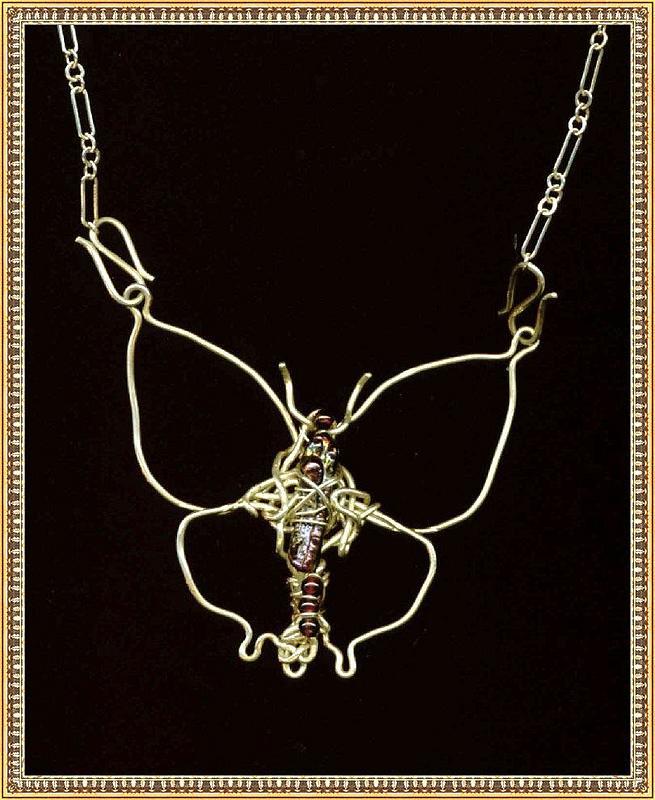 Signed Sterling Silver Necklace Butterfly Pendant Gems