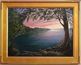 Signed Oil O/C Landscape Painting American Regional