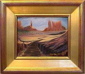 Signed American Oil Landscape Painting Southwest