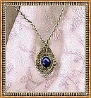 Vintage F. Peruzzi Sterling Necklace Pendant Lapis