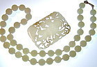 Vintage Chinese Reticulated Jade Pendant Plaque or Bead Necklace