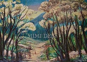 Signed American Original Oil Landscape Painting - Woodland Path I