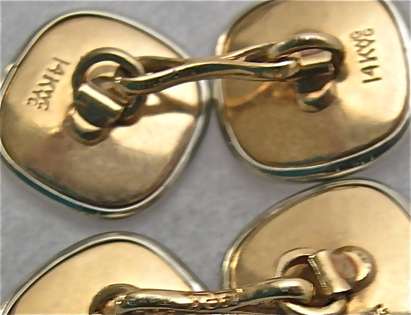 Antique 14K W/Y Gold Larter Abalone Double Side Cufflinks