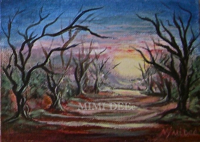 Signed Original Acrylic Landscape Painting "Grove" Trees Luminous