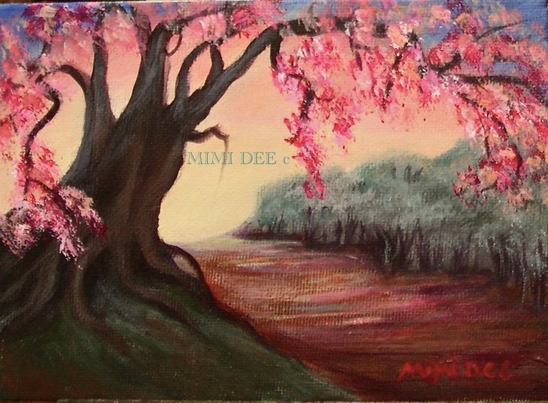 Signed Original Acrylic Landscape Painting &quot;Bloom Time&quot; Tree