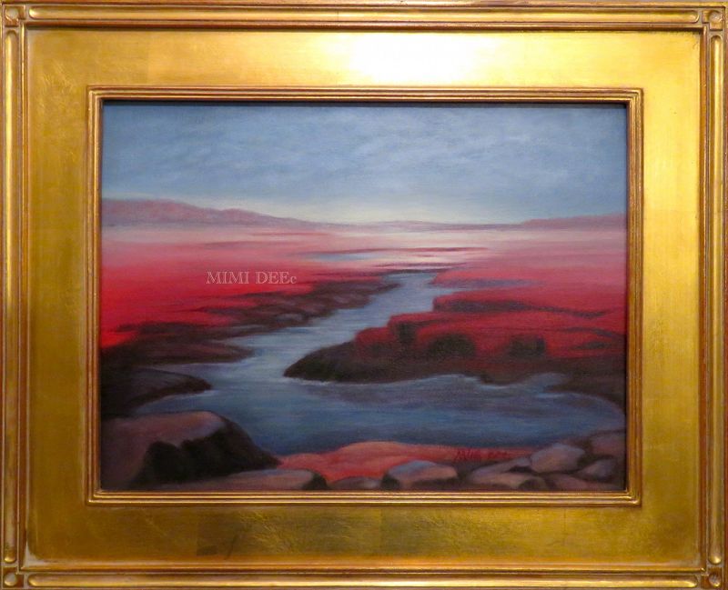 Signed Mimi Dee American Original Landscape Painting Primordial