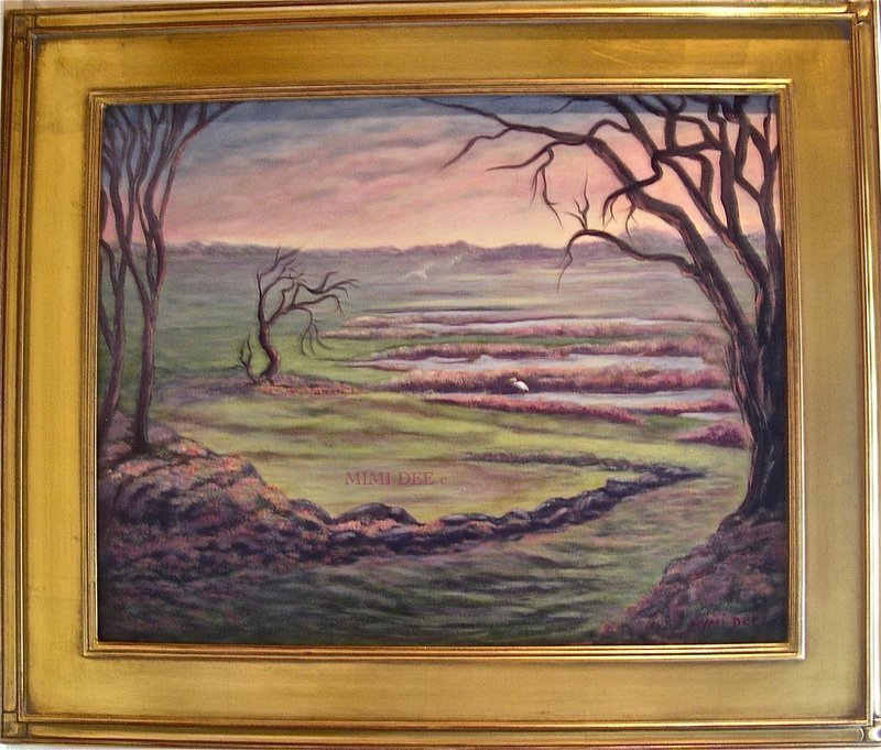 Signed Mimi Dee American Original Landscape Painting Primordial
