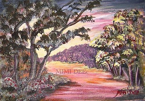 Signed American Original Acrylic Landscape Painting "Joyful Path"