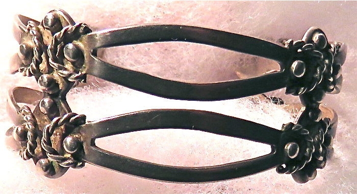 Vintage 980 Taxco Silver Tier Cut Cuff Bracelet Ballesteros? Maricela?
