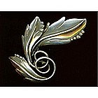 Maricela Sterling Silver Leaf Swirl Pin Taxco