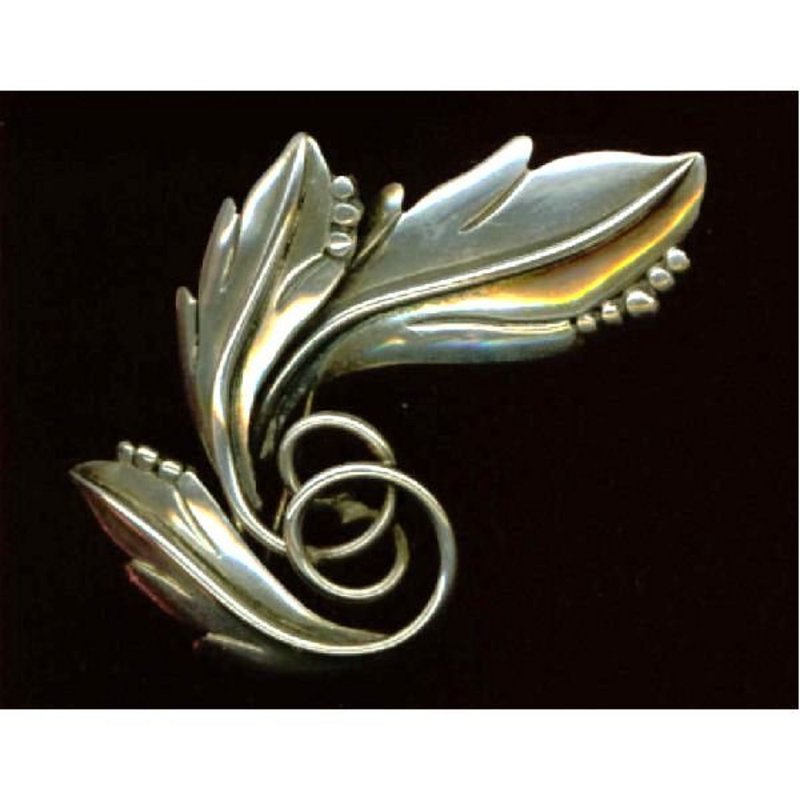 Maricela Sterling Silver Leaf Swirl Pin Taxco