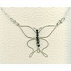 Signed Sterling Silver Butterfly Necklace Onyx Gems