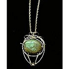 Sterling Silver Necklace Turquoise Pendant & Chain