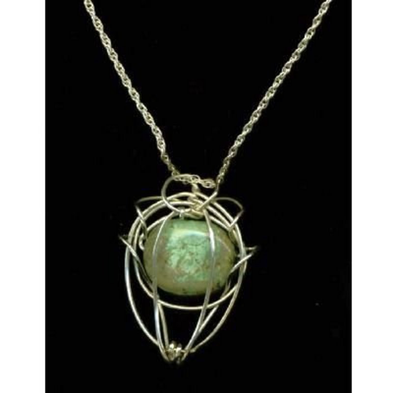 Sterling Silver Necklace Turquoise Pendant &amp; Chain