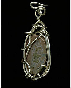 Signed Sterling Pendant Jasper Rose