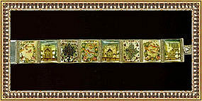 Vintage Hand Painted Persian Sterling Signed Bracelet