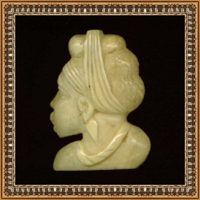 Vintage Carved Ivory Pin Brooch African Woman