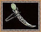 Vintage Sterling Silver Dagger Pin Carved Pierced Jade