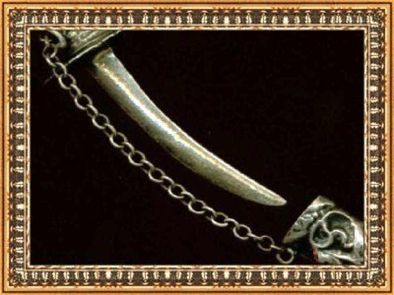 Vintage Sterling Silver Dagger Pin Carved Pierced Jade