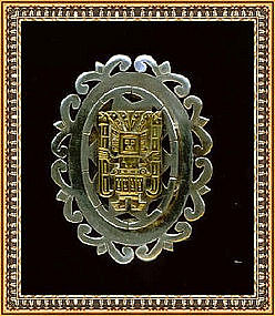 Vintage Pin Pendant Sterling 14K Pre Columbian Motif